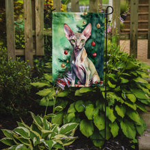 Load image into Gallery viewer, Peterbald Christmas Garden Flag - Cat by the Christmas Tree - Cat-Themed Holiday Yard Decor