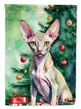 Load image into Gallery viewer, Peterbald Christmas Garden Flag - Cat by the Christmas Tree - Cat-Themed Holiday Yard Decor