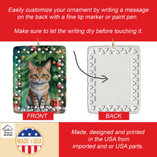 Load image into Gallery viewer, Pixie Bob Cat By the Christmas Tree Porcelain Ornament