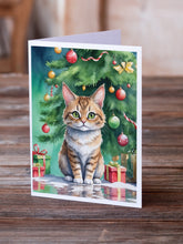 Load image into Gallery viewer, Pixie Bob Cat By the Christmas Tree Greeting Cards - Blank Note Cards – 8-Pack of Artist-Designed Cards with Envelopes