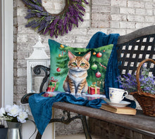 Load image into Gallery viewer, Pixie Bob Cat By the Christmas Tree Throw Pillow