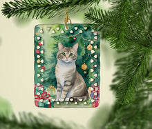 Load image into Gallery viewer, Pudelkatze Cat By the Christmas Tree Porcelain Ornament