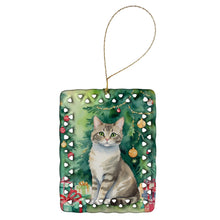 Load image into Gallery viewer, Pudelkatze Cat By the Christmas Tree Porcelain Ornament