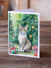Load image into Gallery viewer, Pudelkatze Cat By the Christmas Tree Greeting Cards - Blank Note Cards – 8-Pack of Artist-Designed Cards with Envelopes
