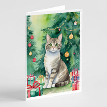 Load image into Gallery viewer, Pudelkatze Cat By the Christmas Tree Greeting Cards - Blank Note Cards – 8-Pack of Artist-Designed Cards with Envelopes