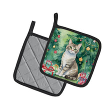 Load image into Gallery viewer, Pudelkatze Cat By the Christmas Tree Pot Holders - Set of 2 Decorative Kitchen Helpers | Made in the USA