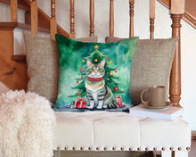 Load image into Gallery viewer, Raas Cat By the Christmas Tree Throw Pillow - 14x14 Decorative Pillow – Art for Your Home &amp; Patio