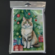 Load image into Gallery viewer, Ragamuffin Cat By the Christmas Tree Greeting Cards - Blank Note Cards – 8-Pack of Artist-Designed Cards with Envelopes