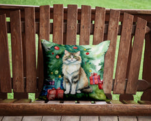Load image into Gallery viewer, Ragamuffin Cat By the Christmas Tree Throw Pillow - 14x14 Decorative Pillow – Art for Your Home &amp; Patio