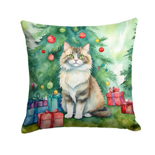 Load image into Gallery viewer, Ragamuffin Cat By the Christmas Tree Throw Pillow - 14x14 Decorative Pillow – Art for Your Home &amp; Patio