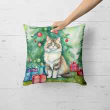 Load image into Gallery viewer, Ragamuffin Cat By the Christmas Tree Throw Pillow