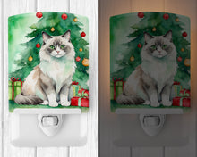 Load image into Gallery viewer, Ragdoll Cat By the Christmas Tree Ceramic Night Light