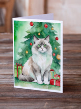Load image into Gallery viewer, Ragdoll Cat By the Christmas Tree Greeting Cards - Blank Note Cards – 8-Pack of Artist-Designed Cards with Envelopes