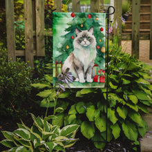 Load image into Gallery viewer, Ragdoll Christmas Garden Flag - Cat by the Christmas Tree - Cat-Themed Holiday Yard Decor