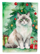 Load image into Gallery viewer, Ragdoll Christmas Garden Flag - Cat by the Christmas Tree - Cat-Themed Holiday Yard Decor