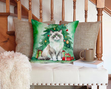 Load image into Gallery viewer, Ragdoll Cat By the Christmas Tree Throw Pillow - 14x14 Decorative Pillow – Art for Your Home &amp; Patio