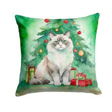 Load image into Gallery viewer, Ragdoll Cat By the Christmas Tree Throw Pillow - 14x14 Decorative Pillow – Art for Your Home &amp; Patio