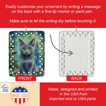 Load image into Gallery viewer, Russian Blue Cat By the Christmas Tree Porcelain Ornament