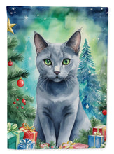 Load image into Gallery viewer, Russian Blue Christmas Garden Flag - Cat by the Christmas Tree - Cat-Themed Holiday Yard Decor