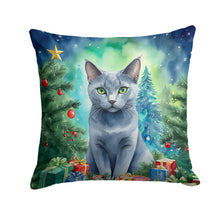Load image into Gallery viewer, Russian Blue Cat By the Christmas Tree Throw Pillow