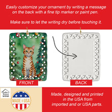 Load image into Gallery viewer, Safari Cat By the Christmas Tree Porcelain Ornament