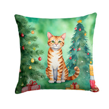 Load image into Gallery viewer, Safari Cat By the Christmas Tree Throw Pillow - 14x14 Decorative Pillow – Art for Your Home &amp; Patio
