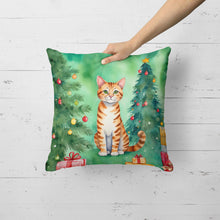 Load image into Gallery viewer, Safari Cat By the Christmas Tree Throw Pillow