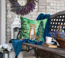 Load image into Gallery viewer, Safari Cat By the Christmas Tree Throw Pillow