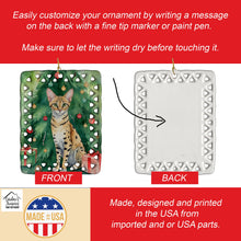 Load image into Gallery viewer, Savannah Cat By the Christmas Tree Porcelain Ornament
