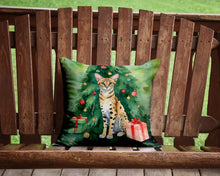 Load image into Gallery viewer, Savannah Cat By the Christmas Tree Throw Pillow - 14x14 Decorative Pillow – Art for Your Home &amp; Patio