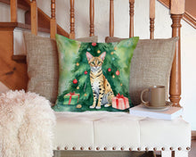 Load image into Gallery viewer, Savannah Cat By the Christmas Tree Throw Pillow - 14x14 Decorative Pillow – Art for Your Home &amp; Patio