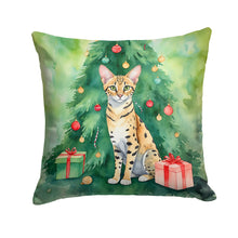 Load image into Gallery viewer, Savannah Cat By the Christmas Tree Throw Pillow - 14x14 Decorative Pillow – Art for Your Home &amp; Patio