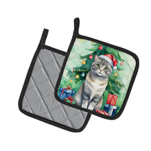 Load image into Gallery viewer, Scottish Fold Cat By the Christmas Tree Pot Holders - Set of 2 Decorative Kitchen Helpers | Made in the USA