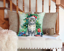 Load image into Gallery viewer, Scottish Fold Cat By the Christmas Tree Throw Pillow - 14x14 Decorative Pillow – Art for Your Home &amp; Patio