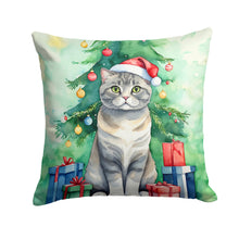 Load image into Gallery viewer, Scottish Fold Cat By the Christmas Tree Throw Pillow - 14x14 Decorative Pillow – Art for Your Home &amp; Patio