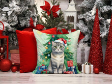 Load image into Gallery viewer, Scottish Fold Cat By the Christmas Tree Throw Pillow