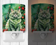 Load image into Gallery viewer, Selkirk Rex Cat By the Christmas Tree Ceramic Night Light
