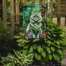 Load image into Gallery viewer, Selkirk Rex Christmas Garden Flag - Cat by the Christmas Tree - Cat-Themed Holiday Yard Decor