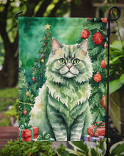 Load image into Gallery viewer, Selkirk Rex Christmas Garden Flag - Cat by the Christmas Tree - Cat-Themed Holiday Yard Decor