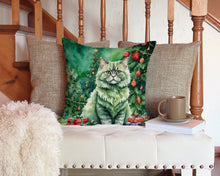 Load image into Gallery viewer, Selkirk Rex Cat By the Christmas Tree Throw Pillow - 14x14 Decorative Pillow – Art for Your Home &amp; Patio