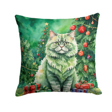 Load image into Gallery viewer, Selkirk Rex Cat By the Christmas Tree Throw Pillow - 14x14 Decorative Pillow – Art for Your Home &amp; Patio