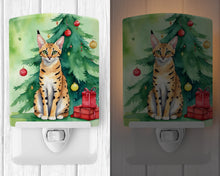 Load image into Gallery viewer, Serengeti Cat By the Christmas Tree Ceramic Night Light