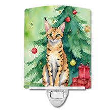 Load image into Gallery viewer, Serengeti Cat By the Christmas Tree Ceramic Night Light