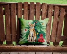 Load image into Gallery viewer, Serengeti Cat By the Christmas Tree Throw Pillow - 14x14 Decorative Pillow – Art for Your Home &amp; Patio