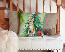 Load image into Gallery viewer, Serengeti Cat By the Christmas Tree Throw Pillow - 14x14 Decorative Pillow – Art for Your Home &amp; Patio