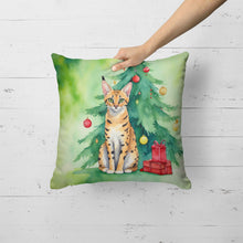 Load image into Gallery viewer, Serengeti Cat By the Christmas Tree Throw Pillow