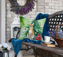 Load image into Gallery viewer, Serengeti Cat By the Christmas Tree Throw Pillow