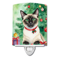 Load image into Gallery viewer, Siamese Cat By the Christmas Tree Ceramic Night Light