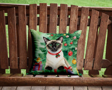 Load image into Gallery viewer, Siamese Cat By the Christmas Tree Throw Pillow - 14x14 Decorative Pillow – Art for Your Home &amp; Patio