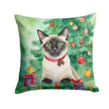 Load image into Gallery viewer, Siamese Cat By the Christmas Tree Throw Pillow